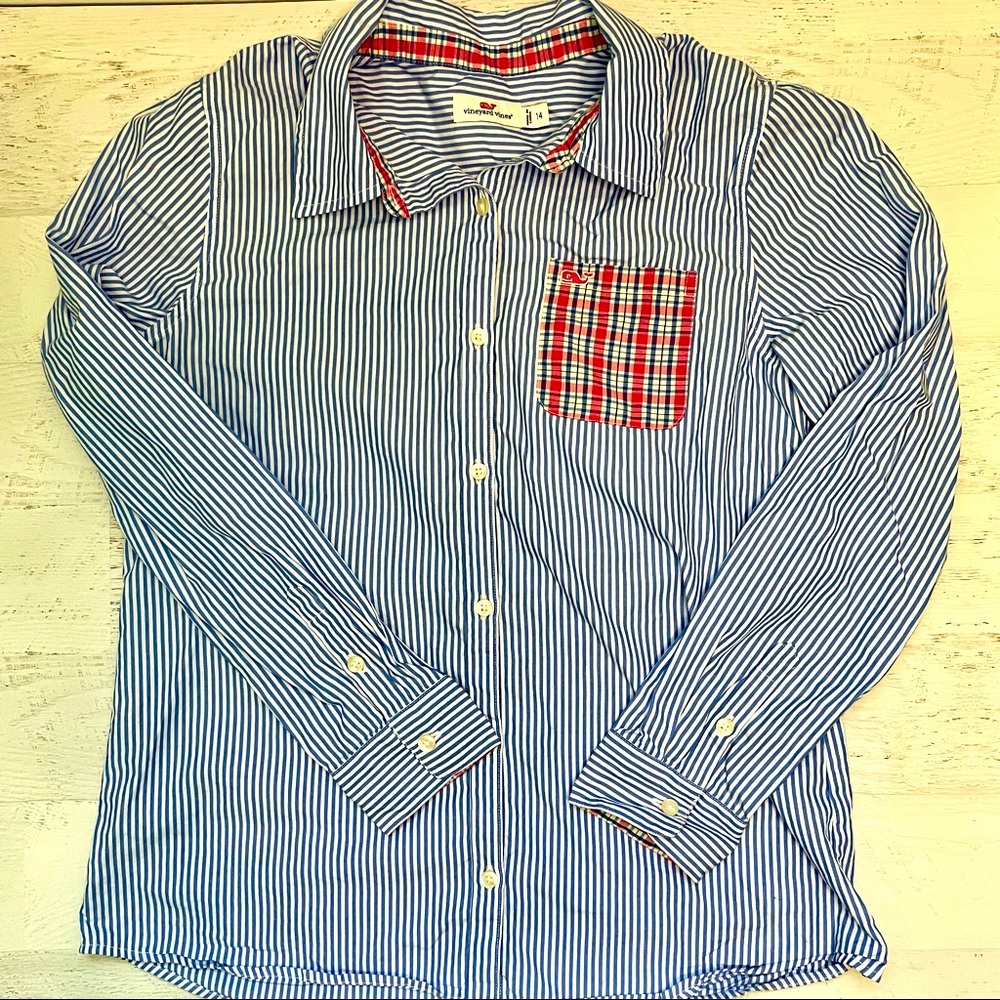 Vineyard Vines Striped Button Down Shirt sz 14